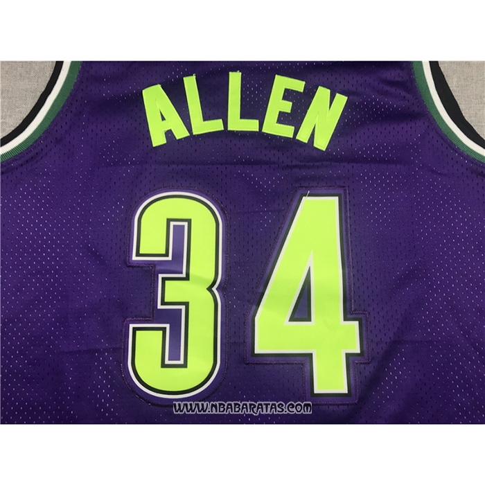 Camiseta Milwaukee Bucks Ray Allen #34 Mitchell & Ness 1996-97 Violeta